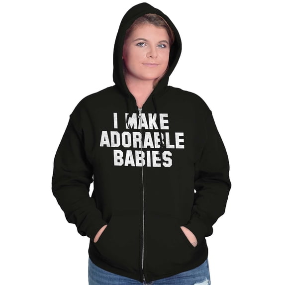I Make Adorable Babies Cute Mom Zip Up Hoodie Men's Women's Brisco Brands X