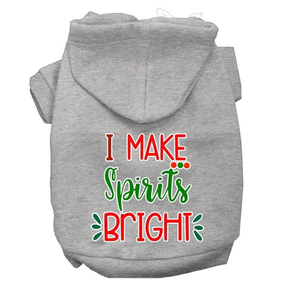 Mirage Pet I Make Spirits Bright Screen Print Dog Hoodie Grey XS