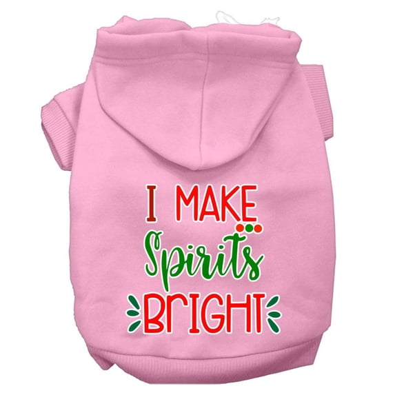 Christmas Pet Dog Cat Hoodie Screen Printed, "I Make Spirits Bright"