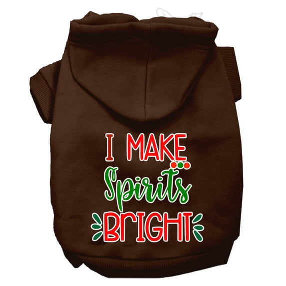 Christmas Pet Dog Cat Hoodie Screen Printed, "I Make Spirits Bright"