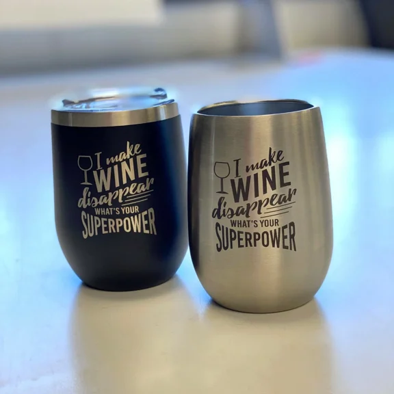 I Make Wine Disappear Engraved 12 Oz. Stainless Steel Wine Tumbler With Lid