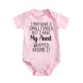 thumbnail image 1 of I May Have A Small Finger But I Have Aunt Wrapped Around Baby Bodysuit Funny Cute Romper Outfit Medium Pink-style-1 3-6M, 1 of 4
