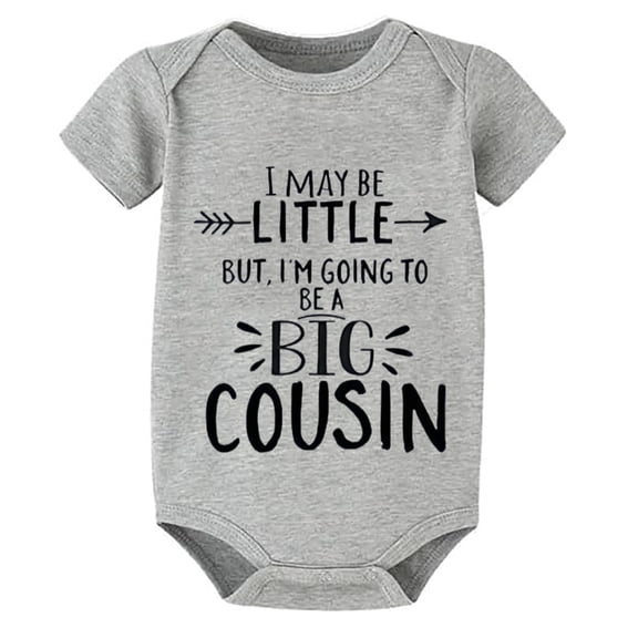 I Maybe Little But I'm Going To Be A Big Cousin Bringing Home Baby Outfits Girl Short Sleeve Girls Romper White Plain Onsies0