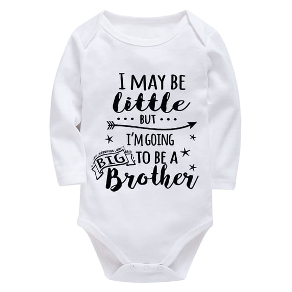 I Maybe Little But Im Going To Be A Big Brother Cute Newborns Outfits Long Sleeve Baby Boy One Piece Outfits White Baby Onsi
