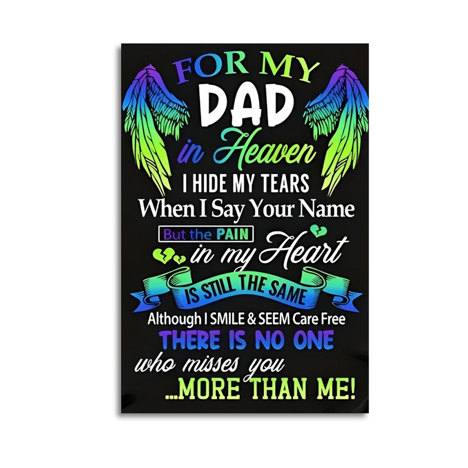I Miss My Father In Heaven Poster Great Wall Art for Home Decor, Made ...