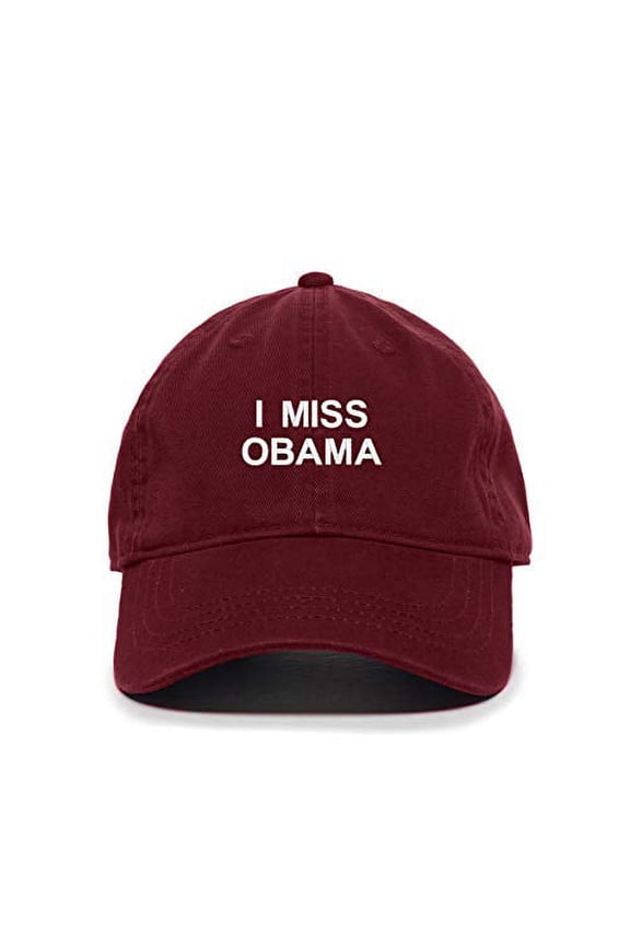 I Miss Obama Baseball Cap Embroidered Cotton Adjustable Dad Hat Burgundy