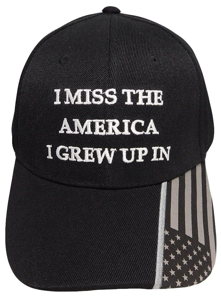 "I Miss The America I Grew Up In" Baseball Cap - Unisex Black Cotton Hat, One Size Adjustable - View #3