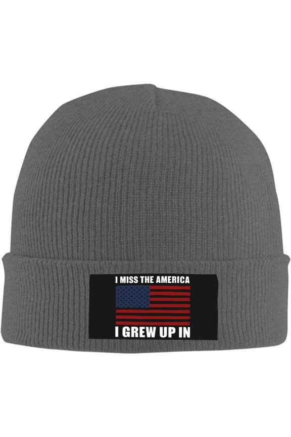 I Miss The America I Grew Up in Mens Winter Beanie Hat Warm Knit Cuffed Ski Skull Cap Black