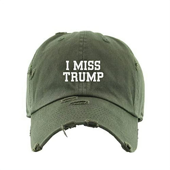 I Miss Trump Vintage Baseball Cap Embroidered Cotton Adjustable Distressed Dad Hat Olive