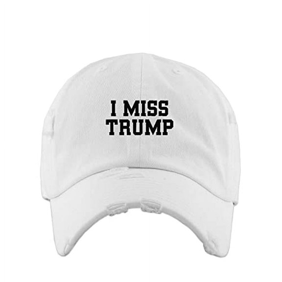 I Miss Trump Vintage Baseball Cap Embroidered Cotton Adjustable Distressed Dad Hat White