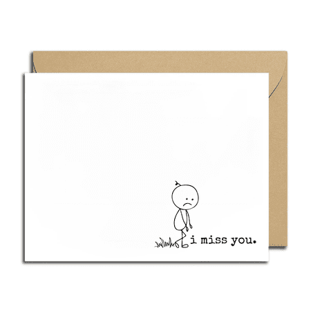 I Miss You Greeting Card – Cute Stick Figure Design – Envelope Included, Blank Inside – Perfect for Sharing Feelings and Sending Support