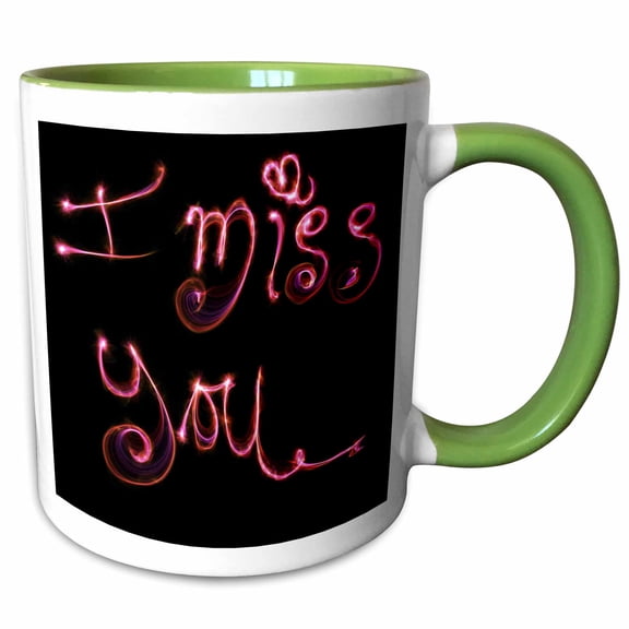 3drose, I Miss You in Pink Letters Style, 15oz Two-tone Green Mug