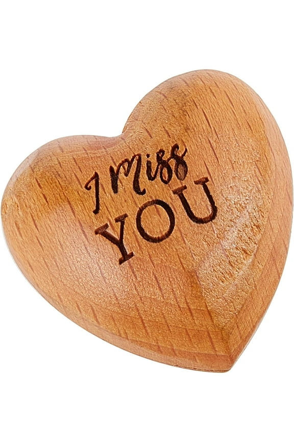 I Miss You Wooden Heart Ornaments Tiny Hug Token Solid Olive Wood Heart Special Hand Holding Lucky Charm Gift Thinking of You for Love Friends Families Couples Colleagues Dark Goldenrod 1pc