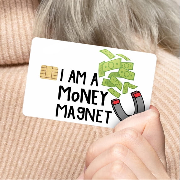 I Am A Money Magnet Credit Card Sticker Decal,Vinyl Stickers for Debit Credit Cards, Cute Waterproof Skins Cover for Bank, EBT, Key, Transportation, ID 4 Pack