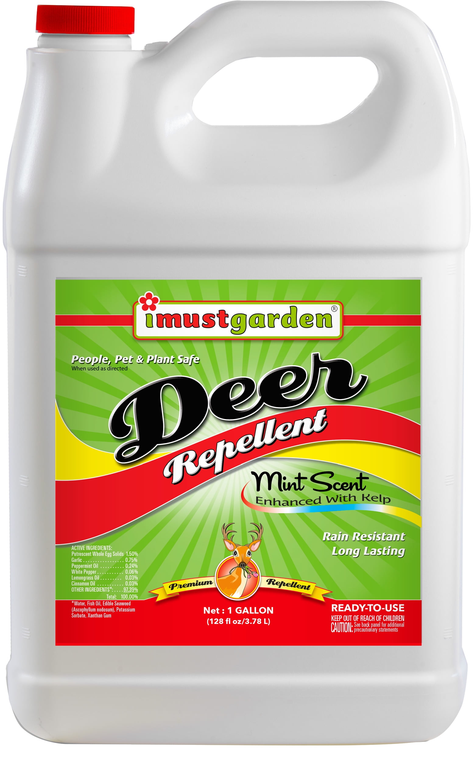 I Must Garden Deer Repellent: Mint Scent Deer Spray for Gardens & Plants - 1 Gallon Ready to Use Refill