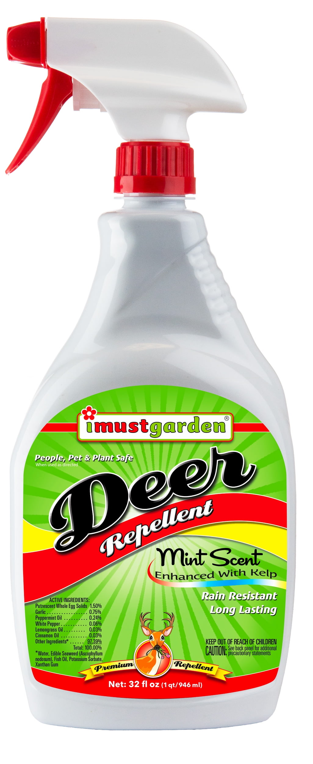 I Must Garden Deer Repellent: Mint Scent Deer Spray for Gardens & Plants - 32oz Ready to Use