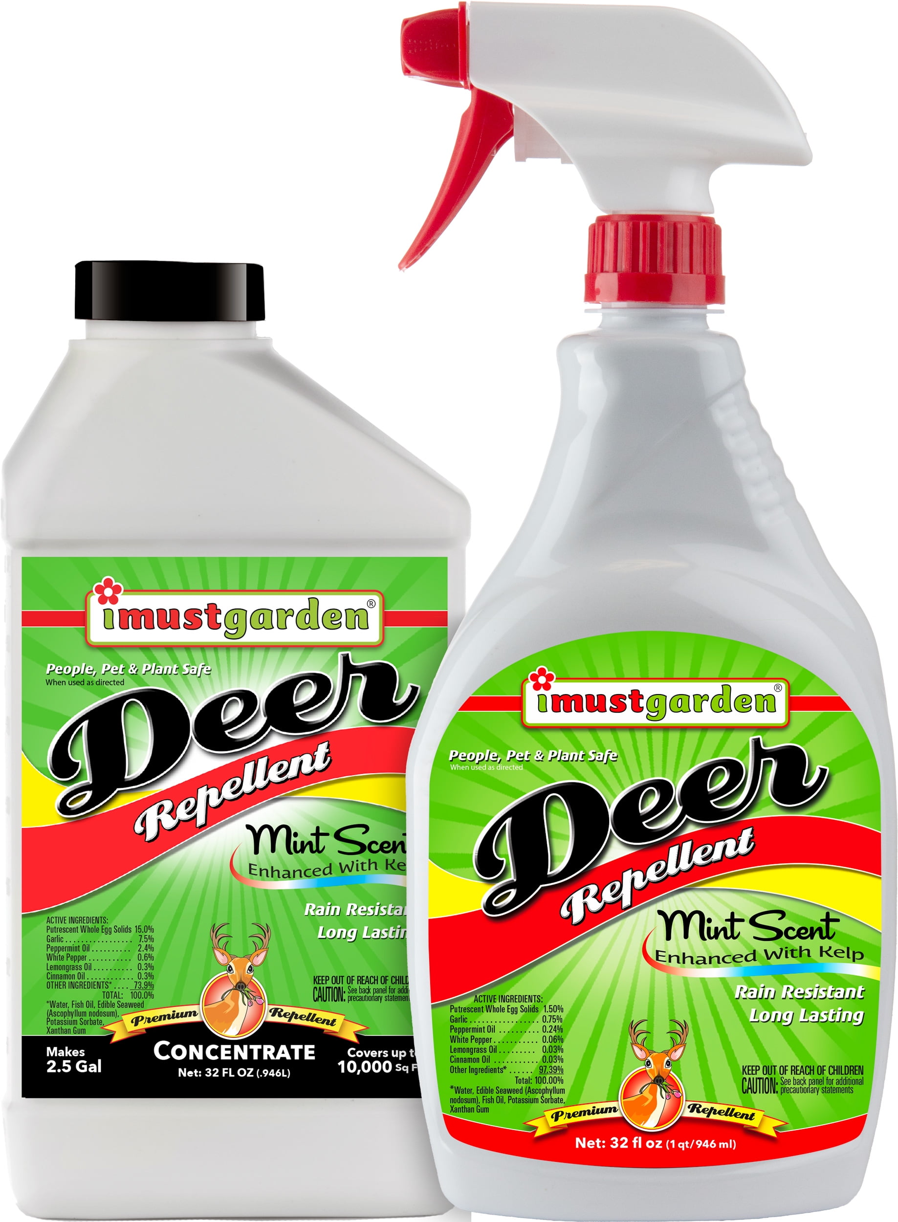 I Must Garden Deer Repellent Special [32oz Concentrate + 32oz Ready-to-Use Spray] - Natural Mint Scent
