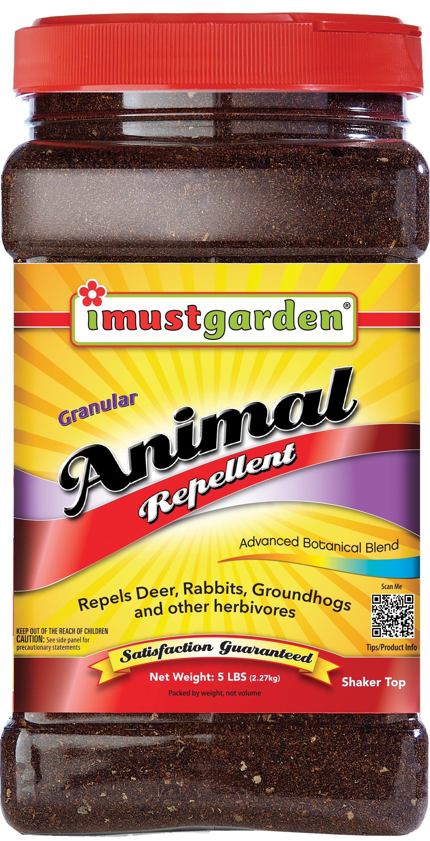 I Must Garden Granular Animal Repellent: For Deer, Rabbits, and Groundhogs - 5 lb. Shaker Jar