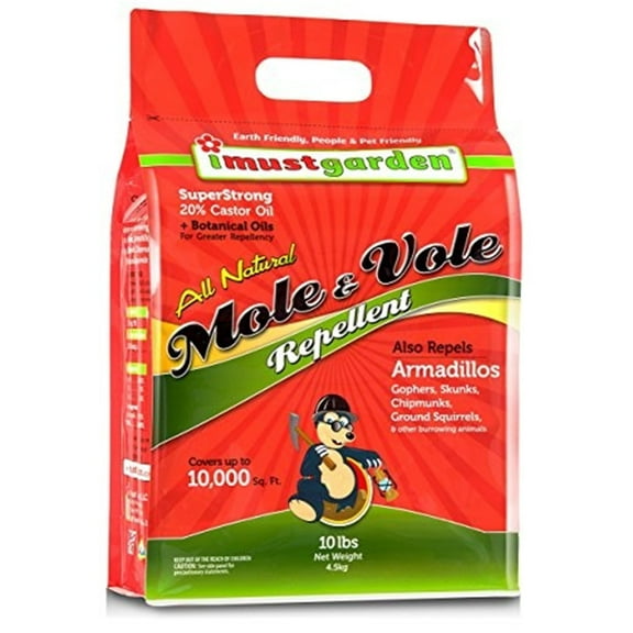 I Must Garden Mole & Vole Repellent - Professional Strength – Twice The Coverage – All Natural Ingredients - Pleasant Scent - 10lb