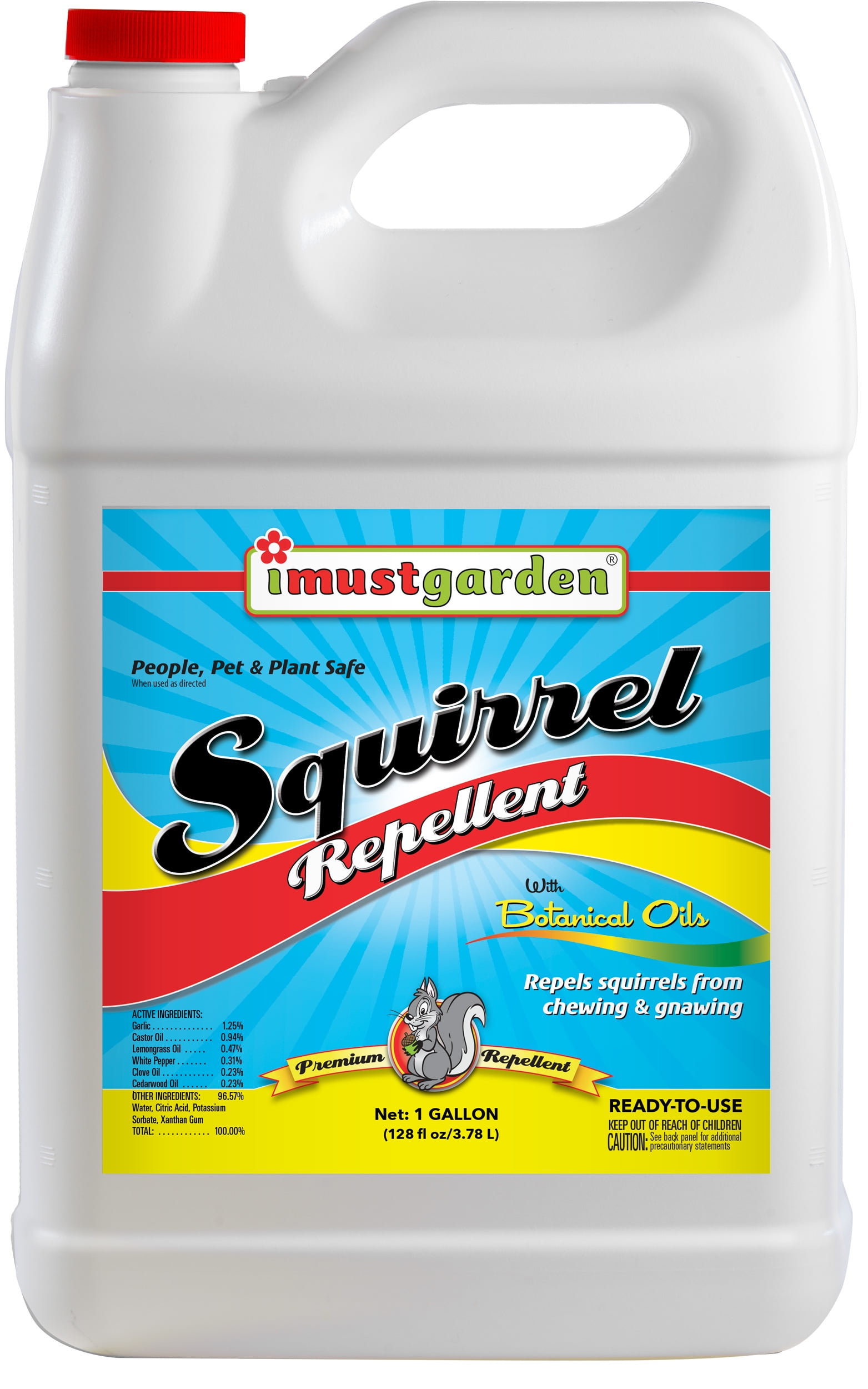 I Must Garden Squirrel Repellent: Protects Vehicles, Plants, Decking, & Furniture - Works on Chipmunks - 1 Gallon Ready to Use Refill