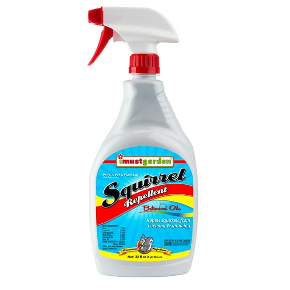 I Must Garden Squirrel Repellent - Protects Vehicles, Plants, Decking, & Furniture – Works on Chipmunks – 32oz Ready to Use