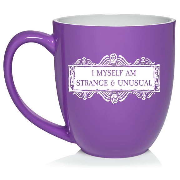 I Myself Am Strange & Unusual Skulls Ceramic Coffee Mug Tea Cup Gift for Her, Him, Friend, Coworker, Wife, Husband (16oz Purple)