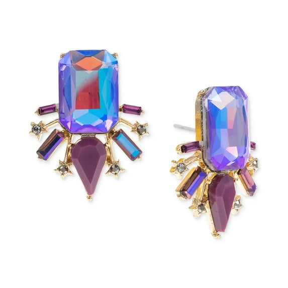 I.N.C. Gold-Tone Purple Mixed Stone Cluster Statement Stud Earrings