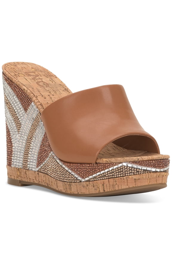 I.N.C. International Concepts Cadie Bling Wedge Sandals Brown 10M