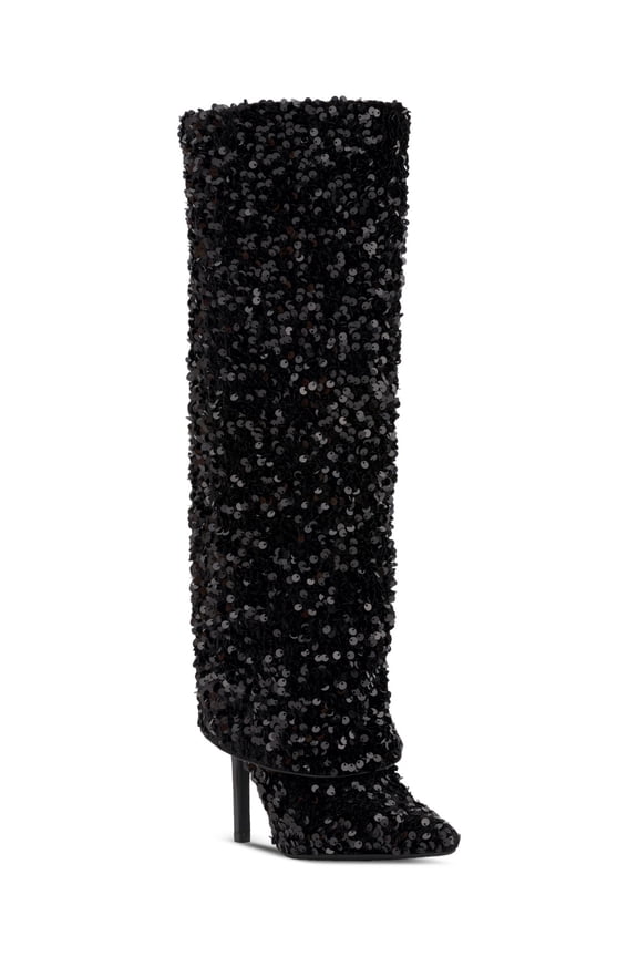 I.N.C. International Concepts Skylar Cuff Dress Boots Black Sequin 8.5M