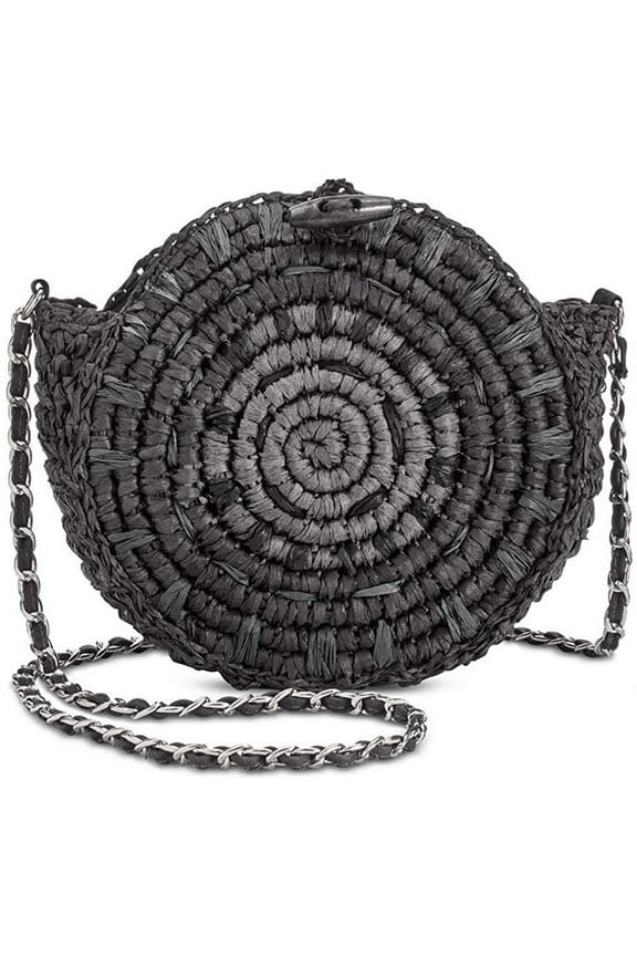 I.N.C. International Concepts Straw Circle Crossbody, Black