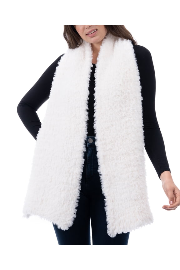 I.N.C. International Concepts Women's Faux-Fur Scarf, White, One Size