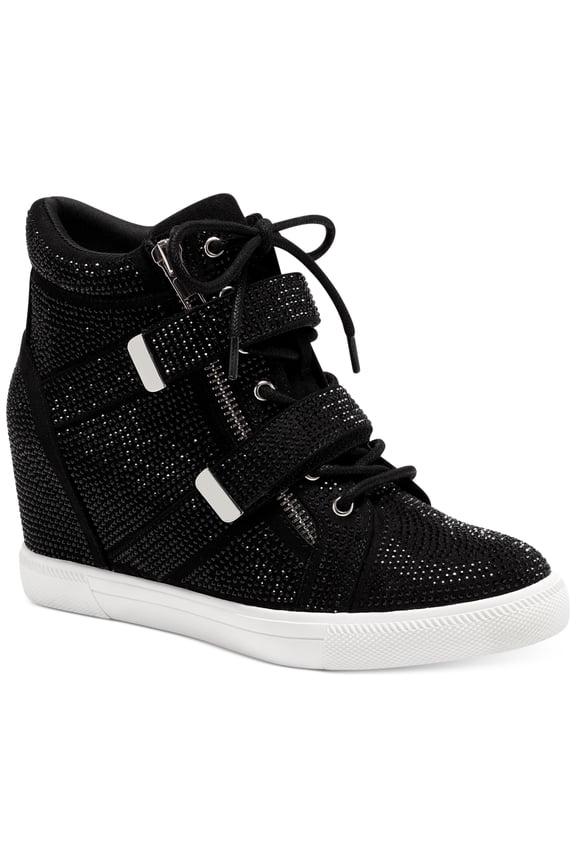 I.N.C. International Concepts Womens Debby Wedge Sneakers Black Crystal 11M