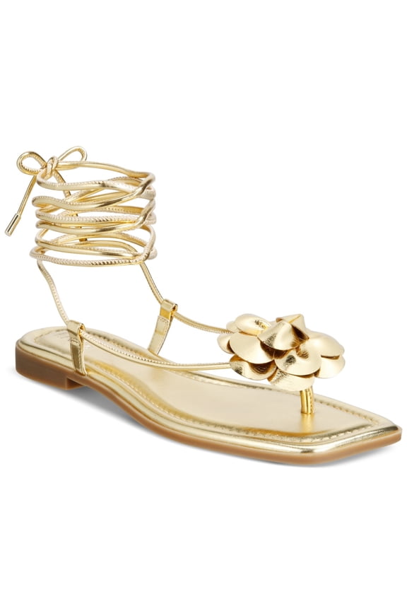 I.N.C. International Concepts Womens Gilma Flat Sandals Gold Smooth 8.5M