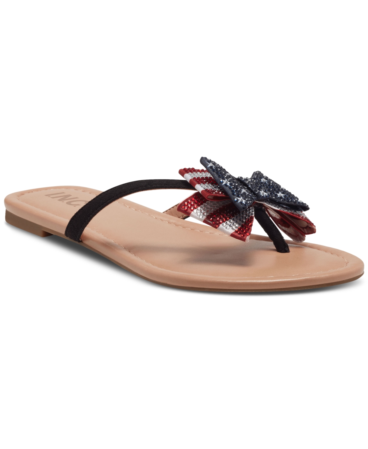 I.N.C. International Concepts Women s Mabae Bow Summer Flat Sandals Beach Shoes American Flag 7.5M Walmart