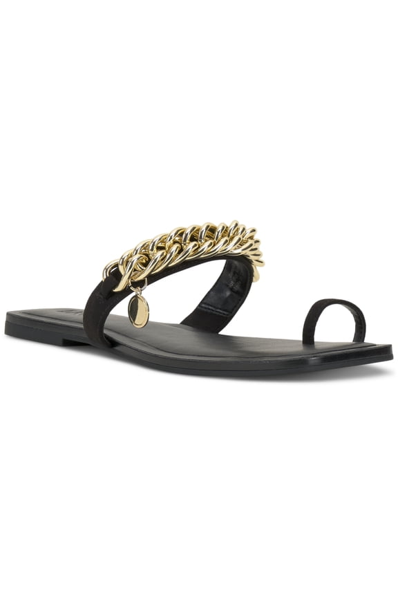 I.N.C. International Concepts Womens Peetie Flat Sandals Black Micro 6.5M