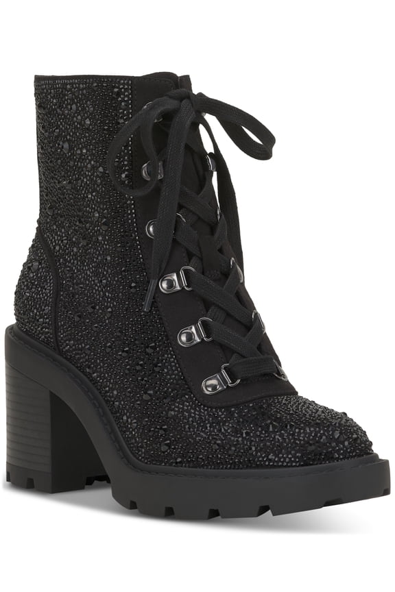 I.N.C. International Concepts Womens Shada style zip up closure Lace Black Bling ankle boot 10.5M