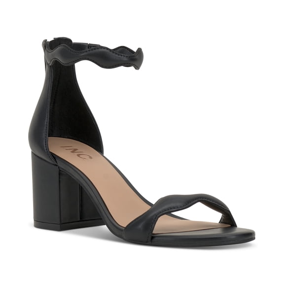 I.N.C. International Concepts Womens Sollisa Scallop Sandal Black Smooth 5M
