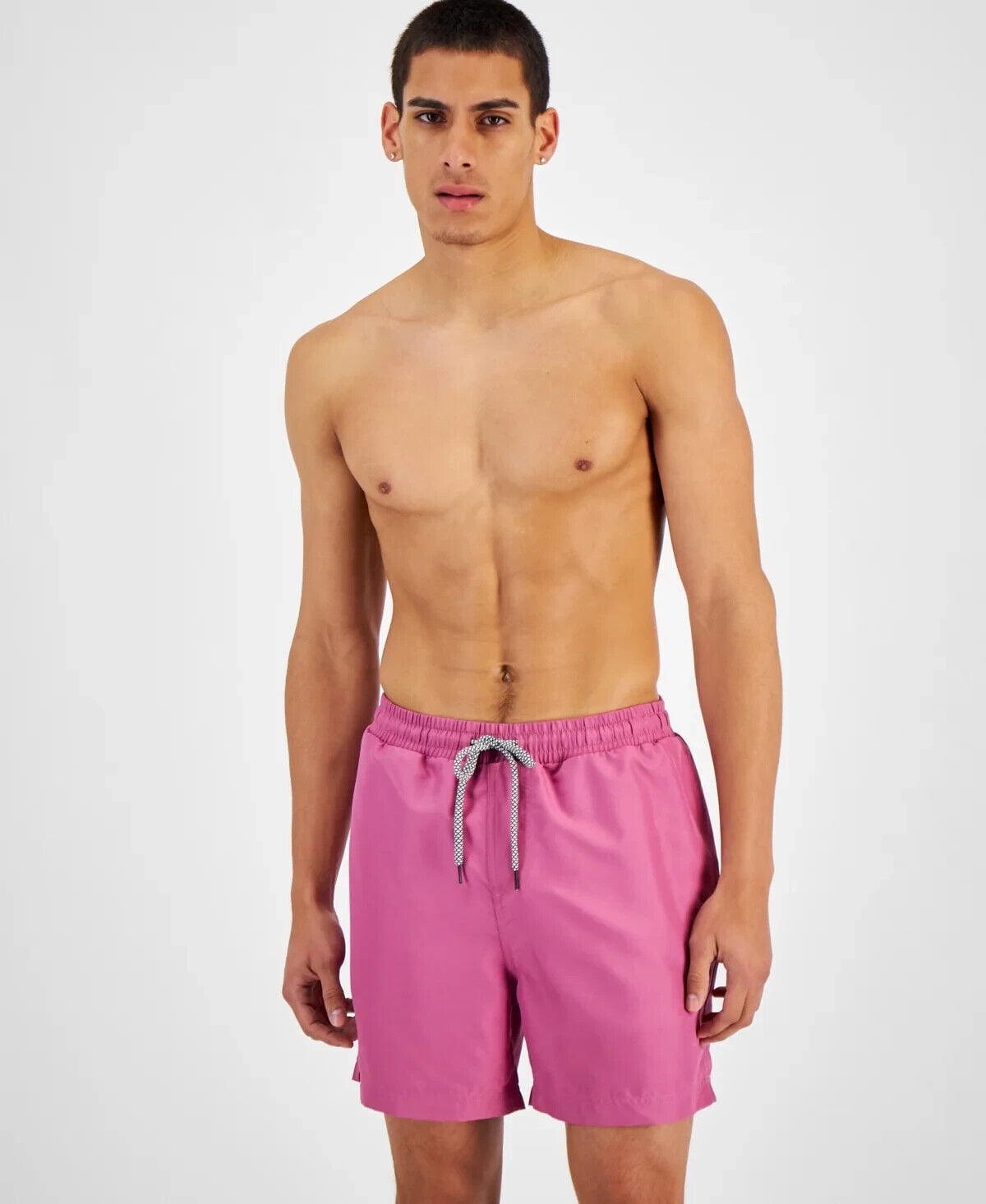 I.N.C. Men's NEW Solid Fiery Pink 5" Quick Dry Swim Shorts Trunks M Medium