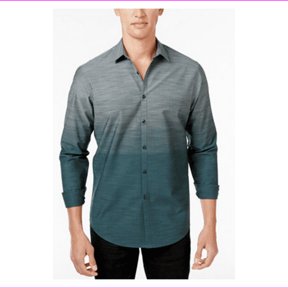 I.N.C. Men's Ombré Cotton Shirt, Green, Size M, MSRP $65