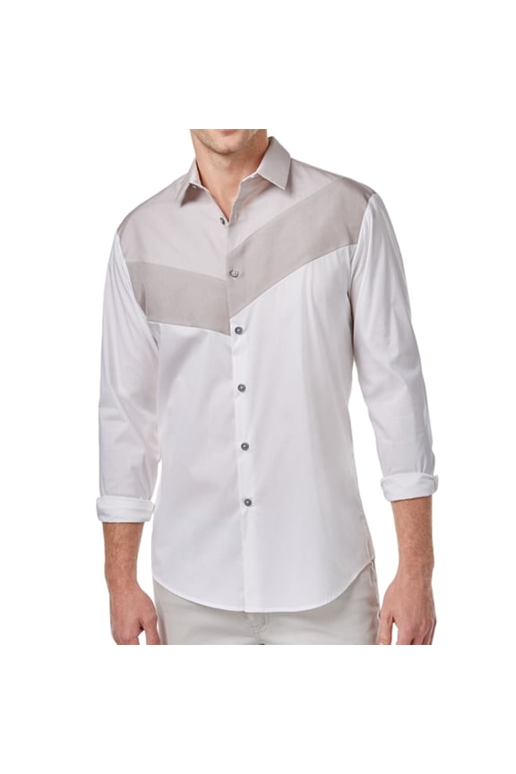 I.N.C Mens Asymmetrical Button Up Shirt, Brown, XX-Large