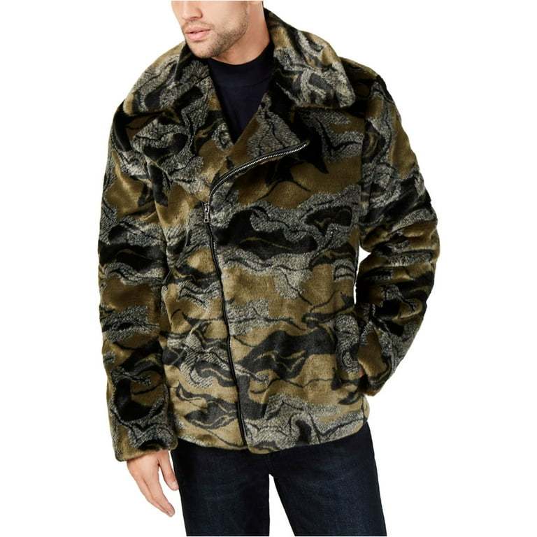 I N C Mens Camo Fur Jacket Green Medium Walmart