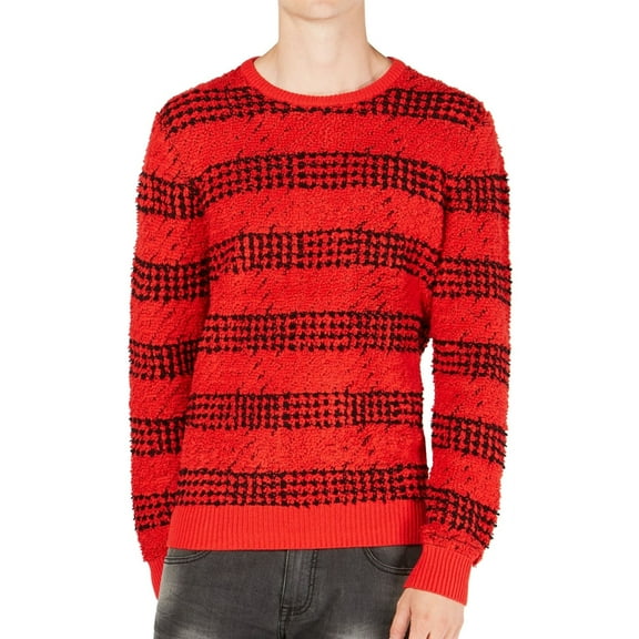 I.N.C Mens Chunky Striped Pullover Sweater, Red, X-Large