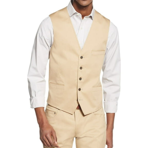 I.N.C Mens Collins Slim-Fit Five Button Vest, Beige, X-Large