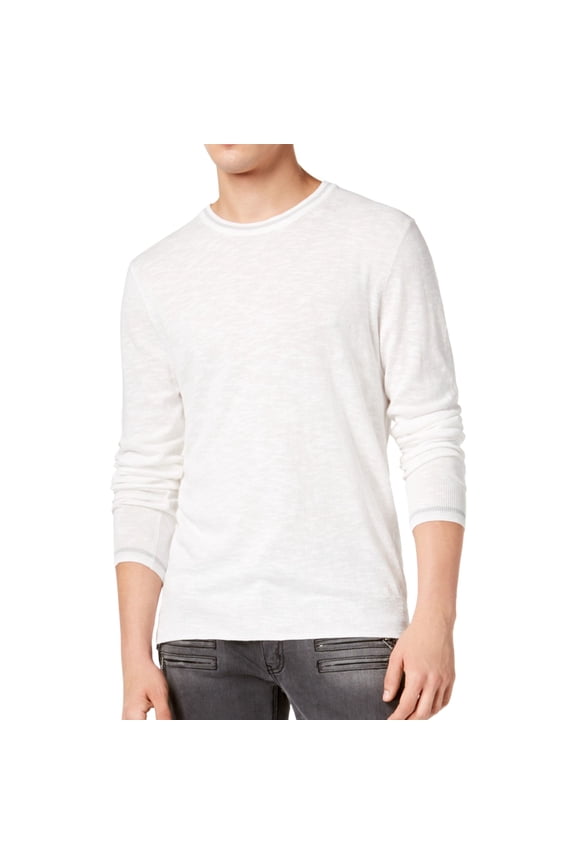 I-N-C Mens Contrast-Trim Pullover Sweater, White, X-Large