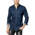 thumbnail image 1 of I-N-C Mens Denim Button Up Shirt, Blue, Small, 1 of 1