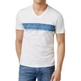 thumbnail image 1 of I.N.C Mens Denim Trim Embellished T-Shirt, White, XX-Large, 1 of 2