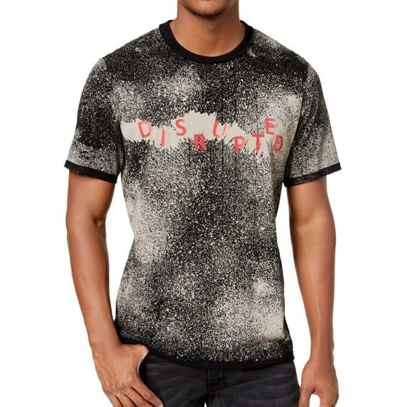 I.N.C Mens Disrupted Graphic T-Shirt, Black, Medium