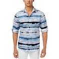 thumbnail image 1 of I-N-C Mens Distorted Wave Button Up Shirt, Blue, Medium, 1 of 2