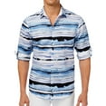 thumbnail image 1 of I.N.C Mens Distorted Wave Button Up Shirt, Blue, X-Large, 1 of 2