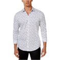 thumbnail image 1 of I-N-C Mens Ditsy-Print Button Up Shirt, White, Medium, 1 of 1